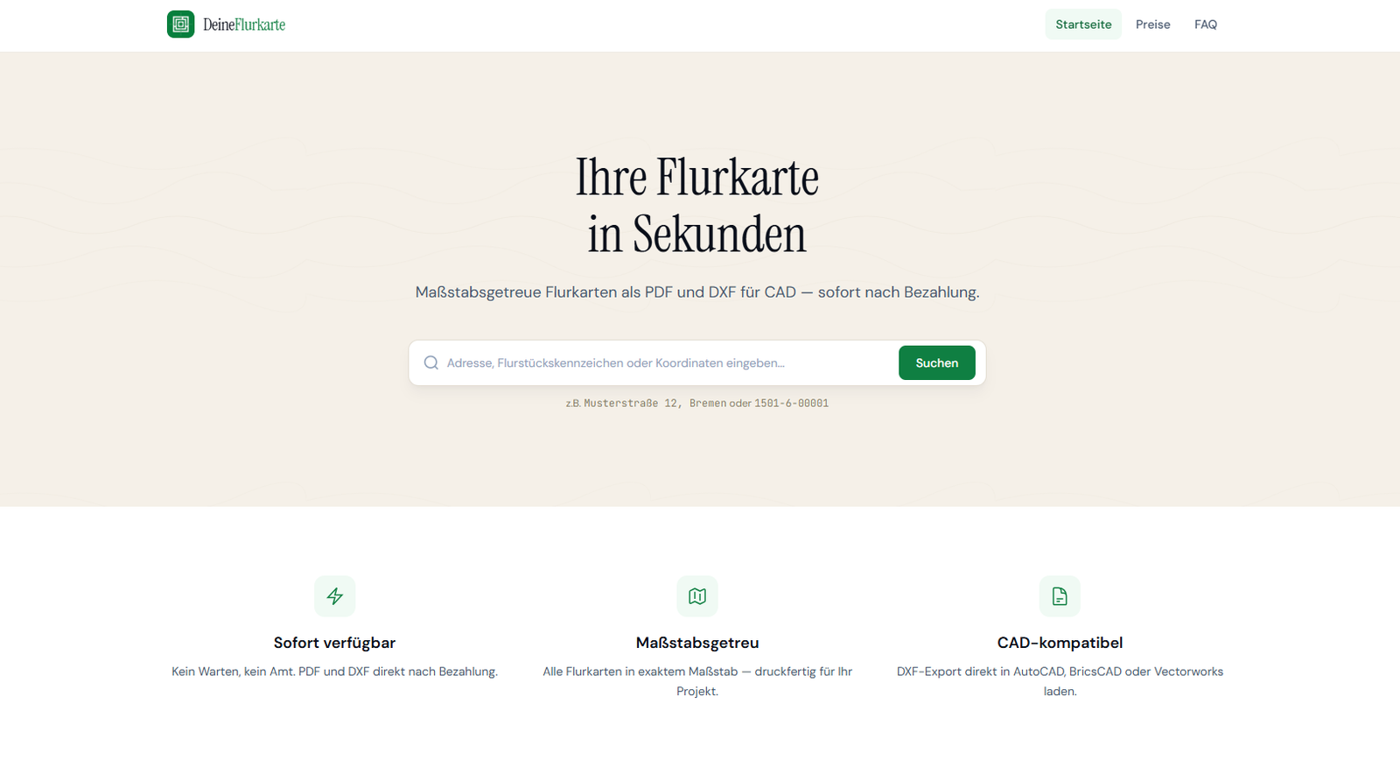 Screenshot der Webseite DeineFlurkarte
