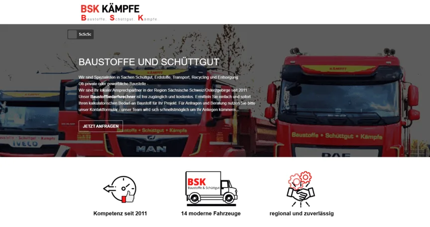 Screenshot der Website von BSK Kämpfe